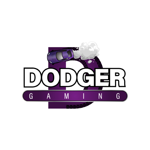 Dodger Gaming Logo which consists of a stylized letter D, with a car drifting arounds its edge.