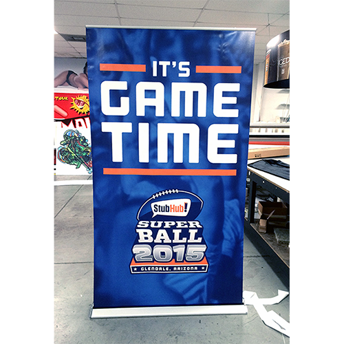 SuperBall Banner with Blue Background and White Text that reads "It's Game Time" with Orange Accents.
