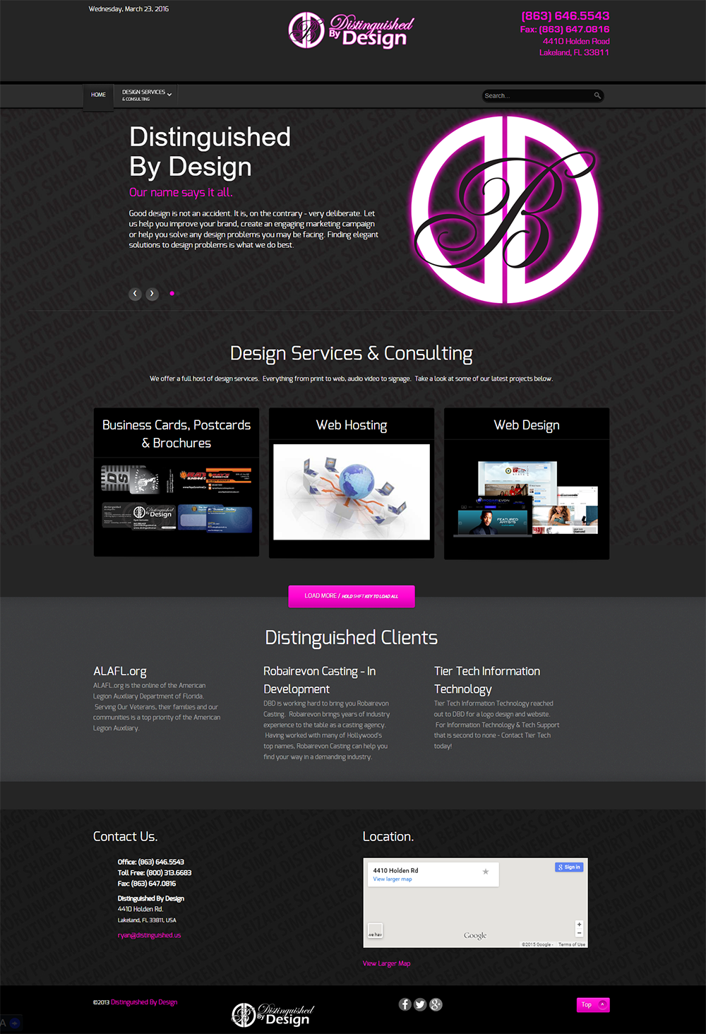 screenshot of distinguished.us circa 2013.