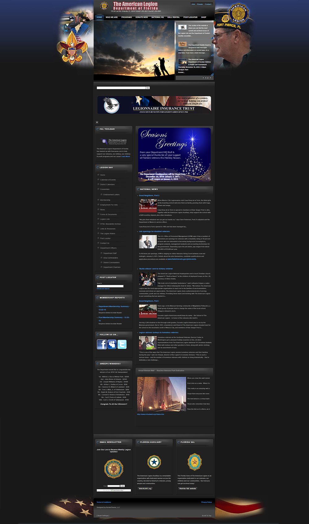 screenshot of floridalegion.org circa 2012.