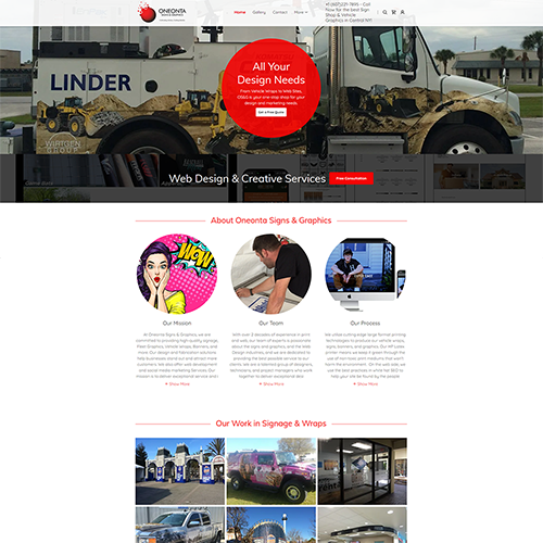 screenshot of www.oneontasignsandgraphics.com.