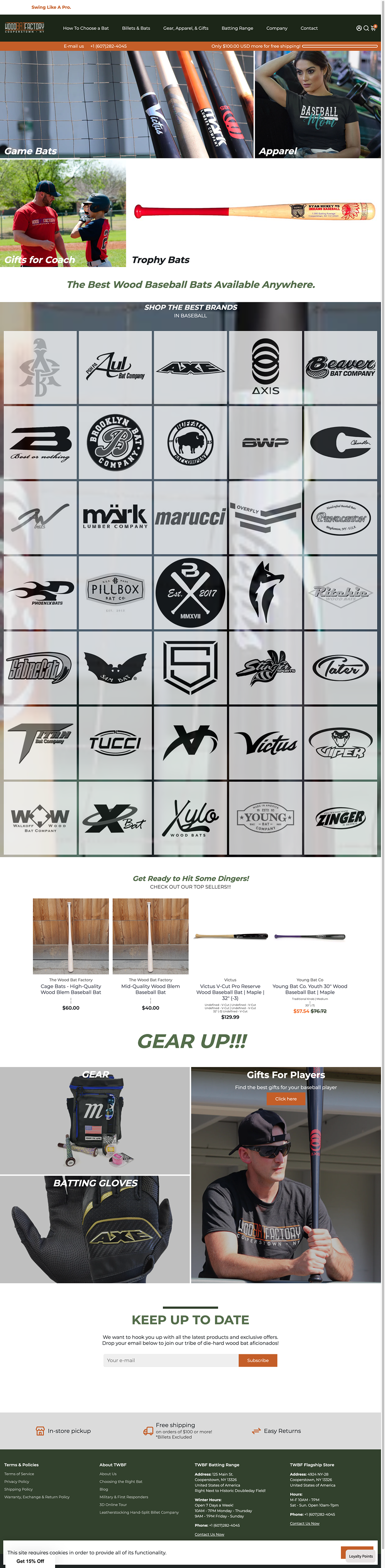 screenshot of www.thewoodbatfactory.com